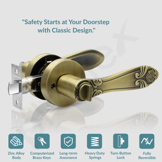 Plantex Premium Mortise Door Lock/Door Lock for Home/Main Door Lock Set with 3 Computerise Keys - (Brass Antique)