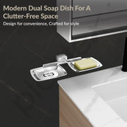 Plantex Double Soap Holder for Bathroom/304 Grade Stainless Steel Soap Dish/Dual Soap Stand/Bathroom Accessories - Pack of 1 (Tesla - 2707, Chrome)