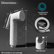 Plantex Jet Spray for Toilet/ABS Health Faucet with 1 Meter Shower Hose Pipe and Wall Hook/Health Faucet Set for Bathroom/Hand Gun for Toilet - (White)