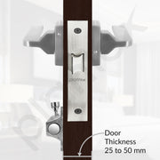 Plantex Heavy Duty Door Lock – Bathroom Door Lock/Mortise Keyless Handle Set for Home/Bathroom/Store Room/Balcony/Office with Baby Latch (605 - Satin)