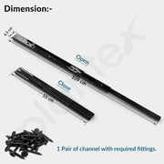 Plantex 22 Inch Soft Close Drawer Channel/Regular Close Ball Bearing Slider Drawer Channel for Home, Kitchen & Wardrobe/Telescopic Channel for Drawer - Pair of 1 (Black)
