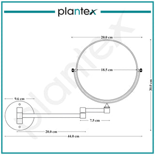 Plantex Brass And 304 Grade Stainless Steel Body Two-Sided 360° Swivel Mirror/Magnifying Mirror/Mirror For Makeup/Vanity Mirror Wall Mounted(8 Inches/Golden Finish) - Round