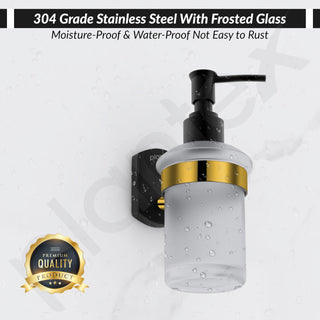 Plantex 304 Grade Stainless Steel Liquid Soap Dispenser/Shampoo Dispenser/Handwash Dispenser/Bathroom Accessories - Pack of 1 (Parv-Gold & Black)
