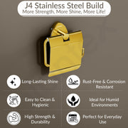 Plantex J4 Stainless Steel Toilet Paper Holder for Bathroom/Tissue Holder for Washroom/Toilet roll holder for Wall Mounted/Bathroom Accessories (PVD Gold Finish) Angel