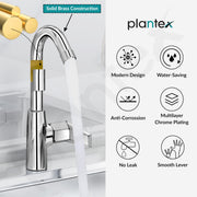 Plantex Kitchen Taps for Home Sink with Swivel Spout/Sink Tap for Kitchen Basin with Teflon Tape/Kitchen Faucets for Sink -Chrome (Celesiya-1246)