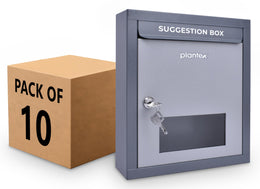 Plantex All-in-One Letter/Suggestion/Post/Donation Organizer for Office & Home Gate with Secure Lock - Pack of 10 (Grey), Wall Mounted