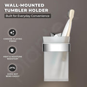 Plantex Tumbler Holder For Bathroom/Pure Brass Toothbrush Holder/Toothpaste/Razor Holder/ Bathroom Accessories - Pack of 1 (APS-ASC-03, Chrome)