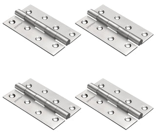 Plantex Heavy Duty Stainless Steel Door Butt Hinges 4 inch x 14 Gauge/2 mm Thickness Home/Office/Hotel for Main Door/Bedroom/Kitchen/Bathroom - Pack of 4 (Satin Matt)