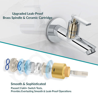 Plantex Pure Brass Bib Tap with Water Saving Aerator/Tap for Wash Basin with Brass Wall Flange and Teflon Tape/Wall Mount Bib Tap- 7 Year Warranty (BAL-502 -Chrome)