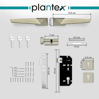 Plantex Mortise Door Lock for Main Door with 3 Computerised Keys/Door Handle Lock for Bedroom, Durable Brass Build/ 3 Years of Warranty (7095 - Satin White)