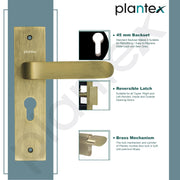 Plantex Heavy-Duty Door Lock Set - Main Door Lock Handle Set/ 6-Lever Lock Mechanism with 3 Years of Warranty/Mortise Lock with 3 Keys, Brass Lockbody & Cylinder (8110 - Brass Antique)