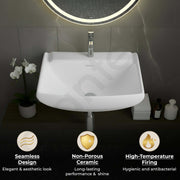 Plantex Ceramic Wash Basin/Basin for Bathroom with 10 Years Glaze Warranty by Plantex/Wall Mounted Washbasin for Home/Office/Hotels (White - 18 x 14 x 5 Inch)