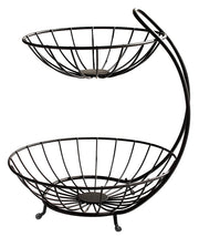 Plantex Heavy Steel 2-Tier Fruit & Vegetable Basket For Dining Table/Kitchen - Countertop (Black), 9 Liter , 23 x 32 x 28 Centimeters