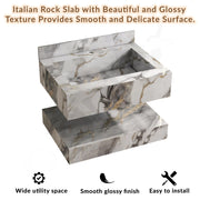 Plantex Floating Vanity/Slab Tile Vanity with Basin for Bathroom/Wall Mount Bathroom Vanity/Wash Basin Cabinet with Storage - 24 x 18 inch (ED-Gold-Marble Finish)