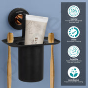 Plantex Brass With 304 Grade Stainless Steel Tumbler Holder/Tooth Brush Holder Bathroom Accessories - RDAB (Black)