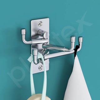 Plantex 4 Pin Stainless Steel Flexible Wall Hooks/Wall Hooks for Hanging Strong/Cloth Wall Hanger/Bathroom Accessories - Pack of 2 (Matt)