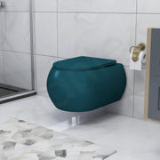 Plantex Imported Wall Hung Commode for Toilet/Ceramic Western Commode/Rimless Washdown Commode with Soft Closing Toilet Seat - P Trap (1064, Matt Blue)