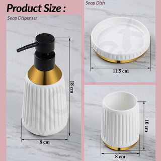 Plantex Ceramic Bathroom Set - Soap Holder for Bathroom/Liquid Soap Dispenser/Tumbler Holder/Toothbrush Holder/Handwash Dispenser - 3 Pcs Set