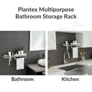 Plantex Stainless Steel 4in1 Multipurpose Bathroom Shelf/Bathroom Steel Rack with Soap Dish, Towel Rod and Tumbler Holder-Chrome (18x5 inches)
