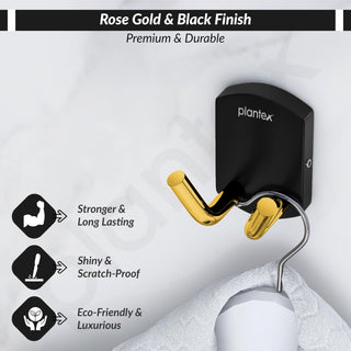 Plantex 304 Grade Stainless Steel Robe Hook/Cloth-Towel Hanger/Door Hanger-Hook/Bathroom Accessories - Pack of 1 (Parv-Gold & Black)