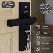Plantex Heavy-Duty Door Lock/Door Handle Set with 3 Years of Warranty/Mortise Lock with 3 Keys, Brass Lockbody & Cylinder (8133 - DC-Black & Z-Black)