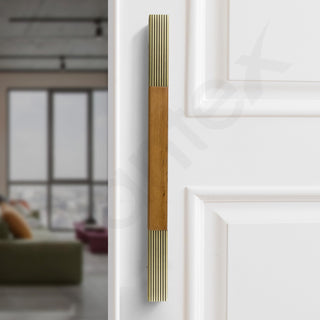 Plantex 280 Premium 12-inch Door Pull-Push Main Door Handle for Glass Door/House/Hotel/Office Door Hardware (Brass Antique & Wood Finish)