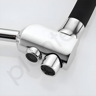 Plantex Pure Brass Sink Mixer Tap Hot and Cold with Built-in RO Outlet/Pull Down Kitchen Sink Faucet with 360° Swivel Spout/Sink Faucet-(2701-Black & Chrome)