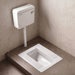 Plantex Indian Toilet with Flush Tank/Ceramic Squating Pan/Flushing Cistern for Bathroom/Indian Commode with 8 ltr. Capacity Flush Tank - Combo (White)
