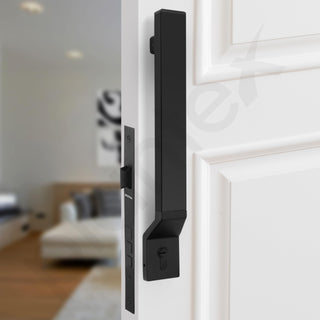 Plantex Door Lock with Handle/15 Inch Door Handle with Lock/Stainless Steel Handle Set for Home/Office/Door Accessories (Pack of 1, Black)
