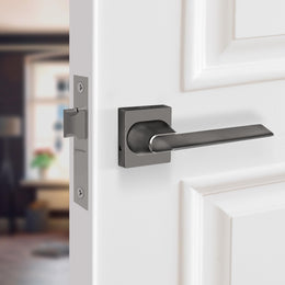 Plantex Premium Heavy-Duty Mortise Door Lock Handle Set for Bathroom/Store Room/Balcony/Office with Baby Latch and Push-Pull Handle - Weatherproof and Keyless (Satin Black-Matt) - Pack of 1