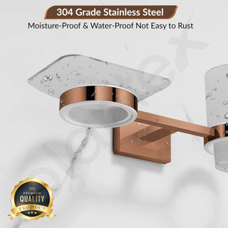 Plantex 304 Stainless Steel Benz Soap and Brush Holder Stand for Bathroom and Wash Basin - Bathroom Accessories (Rose Gold)
