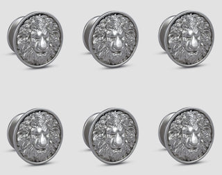 Plantex Lion Face Cabinet Drawer Knob Handle/Kitchen Cabinet Knobs/Knobs for Cabinets and Drawer/Round Drawer Pulls and Knobs- Pack of 6 Pieces (Silver)