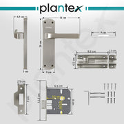 Plantex Heavy Duty Bathroom Door Lock/Mortise Handle Lock/8inch Keyless Plate Handle Set for Home/Bathroom/Store Room/Balcony/Office with Baby Latch (8132- Matt)