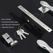 Plantex Main Door Lock/Mortise Lock for Door with 3 Years of Warranty - Robust Door Lock for Home with Brass Lock Body & Cylinder(7020 - Chrome)