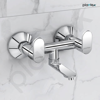 Plantex Pure Brass Orn-216 Non Telephonic Wall Mixer with Watert Saving Nozzle/Mixer Tap for Bathroom with Brass Wall Flange and Teflon Tape -7 Year Warranty (Mirror Chrome)