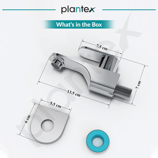 Plantex Pure Brass Bib Cock for Bathroom with Water-Saving Aerator/Wall Mount Bib Tap with Wall Flange & Teflon Tape/Tap for Bathroom (ORN-201-Chrome Finish)