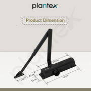 Plantex Door Closer for Wooden Door/Hydraulic Automatic Door Closer/Soft Close Door Closer for Hotel/Home/Office - ISO 9001 Certified (MI-200, Capacity - 55 kg, Black)