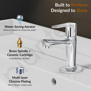 Plantex Pure Brass Pillar Cock Tap for Wash Basin with Teflon Tape/Single Lever Basin Tap/Tabletop Wash Basin Tap/Basin Tap/Faucet for Wash Basin (Dol-2301, Chrome)
