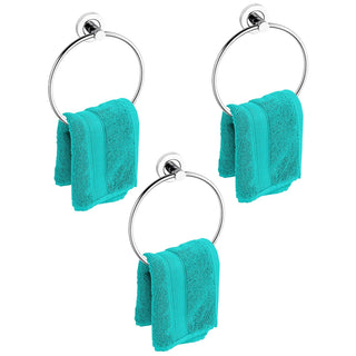 Plantex Stainless Steel Towel Ring for Bathroom/Wash Basin/Napkin-Towel Hanger/Bathroom Accessories (Chrome-Round) (Stainless Steel, Pack of 3)