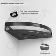 Plantex Corner Shelf for Bathroom Wall/Self Adhesive Bathroom Corner Shelf/Bathroom Organizer Without Drill - Pack of 3 (Black)