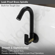 Plantex Single Lever Kitchen Sink Tap with Water Saving Aerator and Brass Spindle Tap/Quarter Turn Sink tap for Kitchen Basin with Wall Flange and Teflon Tape (Saga-Black)