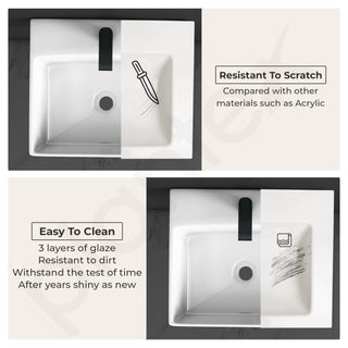 Plantex Ceramic Wash Basin for Bathroom/Wall Hung Basin/Bathroom Sink with 10 Years Glaze Warranty by Plantex/Washbasin for Restaurant/Hotel (Glossy White/Cuba - 14 x 12 x 5 Inch)