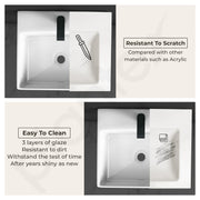 Plantex Ceramic Wash Basin for Bathroom/Wall Hung Basin/Bathroom Sink with 10 Years Glaze Warranty by Plantex/Washbasin for Restaurant/Hotel (Glossy White/Cuba - 14 x 12 x 5 Inch)