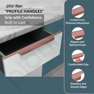 Plantex Profile Handle for Kitchen Cabinet/22 Inch Alluminium Drawer Profile Handle/Wardrobe Pull Handle for Home/Office/Hotel - Pack of 3 (Rose Gold)