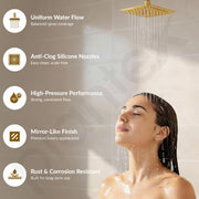 Plantex Stainless Steel Overhead Shower 4 x 4 inch with Water-Saving Technology/High pressure Rain Shower Head without Arm/Bathroom Shower -(Ultra Slim-PVD Gold)