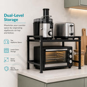 Plantex Oven Stand for Kitchen/Microwave/Oven Stand/Multiple use/Kitchen Storage Rack - Tiered Storage Shelf, Premium - (Black) Metal