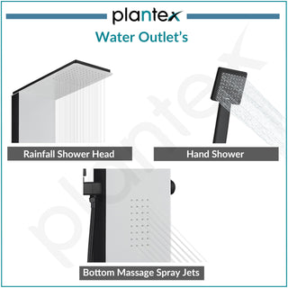 Plantex Shower Panel for Bathroom with Inbuilt Shelf/All in One Shower Panel/White Shower System for Bathroom/Full Shower Set with Jet Spray/Head Shower and Hand Shower - (KM-8105)