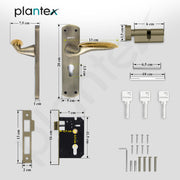 Plantex Heavy-Duty Door Lock/Door Handle Lock set 6-Lever Lock Mechanism/Mortise Lock with 3 Keys, Brass Lockbody & Cylinder (8134 - Brass Antique & PVD Gold)