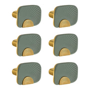 Plantex Knobs for Drawers/Drawer Knobs/Rectangle Knob for Cabinets/Pull-Push Knob for Kitchen/Bedroom/Drawer - Pack of 6 (Gold & Green)