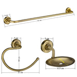 Plantex 304 Grade Stainless Steel Bathroom Accessories Set of 3 - Towel Hanger/Napking Holder/Dual Soap Holder for Bathroom - Daizy (Brass Antique)